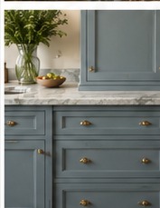 Blue-gray kitchen cabinetry