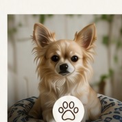 Small dog on a patterned chair