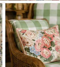 Wicker chair with patterned pillow
