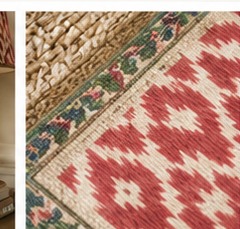 Red and cream patterned rug